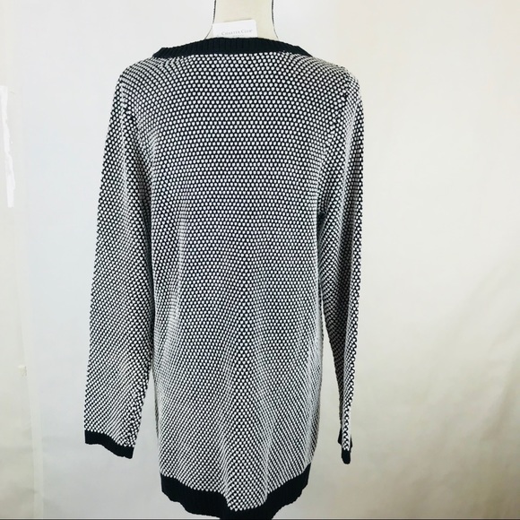 Charter club plus sizes textured sweater Blk White - Picture 2 of 6